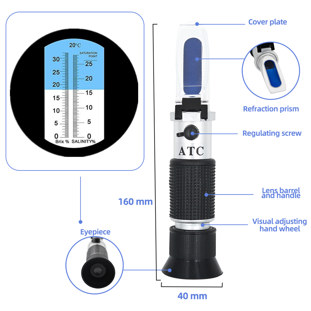 Рефрактометр Brix 2 в 1, рефра – обзор и цена Refractometer Salinity